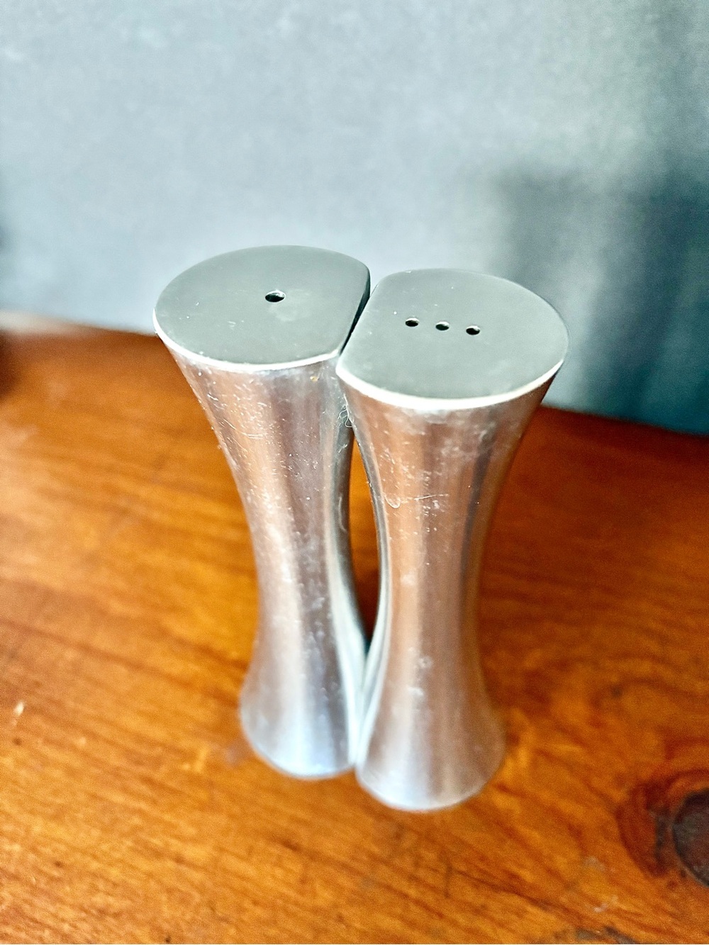 Nambe Kissing Salt and Pepper Shakers- High End Vintage Modern Contemporary